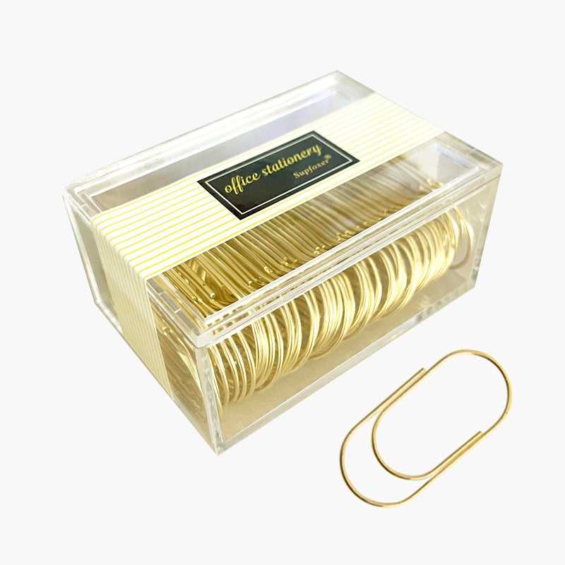 Supfoxer Gold Large Paper Clips, 50pcs 50mm/1.97" Oversized Jumbo Wide Planner Giant Paper Clip Non Skid Smooth Finish Steel Wire Office Supply Invitation Accessories (Gold) - Image 1